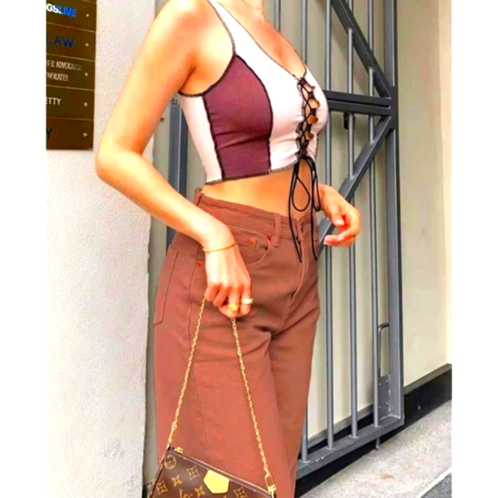 (XS/S) Fashion Nova Micro Ribbed Crop Top Ptp 11"× L 14.5"